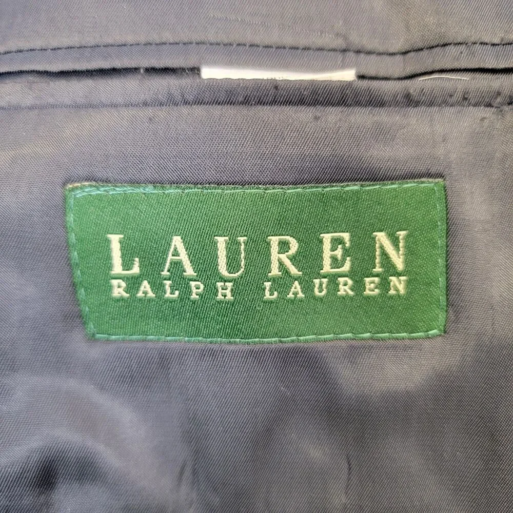 Lauren Ralph Lauren Mens Blue Gray 2pc Wool 2-Button Pleated Pants Suit 48Lx43L